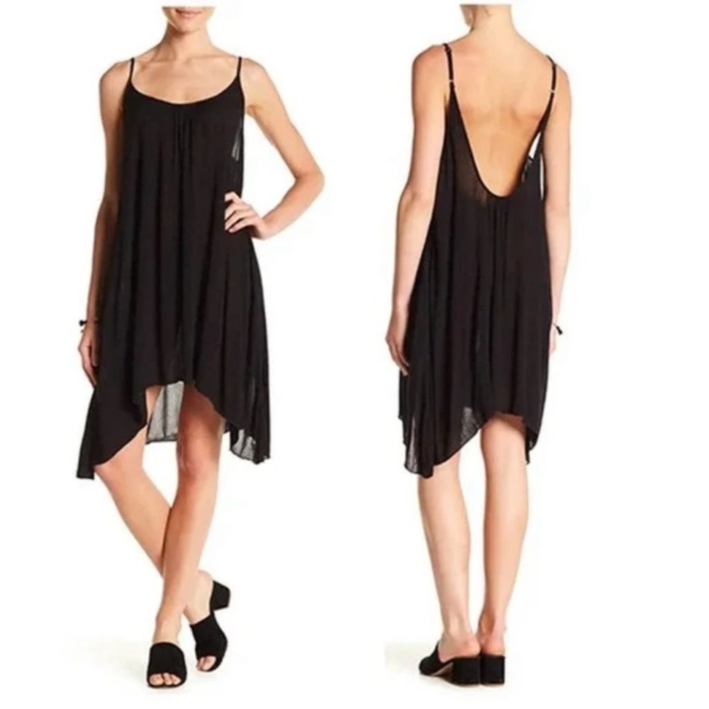 Elan Cover-Up Slip Sleeveless Scoop Neck Mini Dress Black Size M